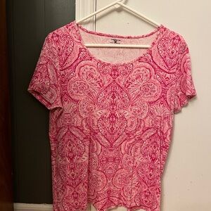 Jones New York Pink Patterned Short Sleeve Top